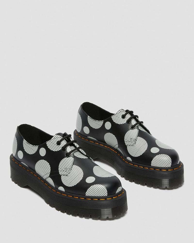 Zapatos Plataforma Dr Martens 1461 Polka Dot Smooth Cuero Hombre Negros | MX 196NWY